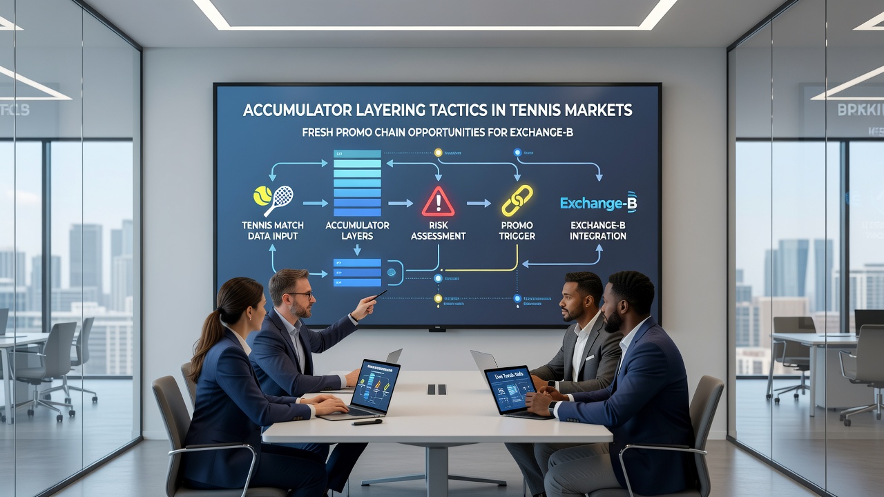 Exchange interface displaying layered tennis accumulator bets with promo chain progress indicators